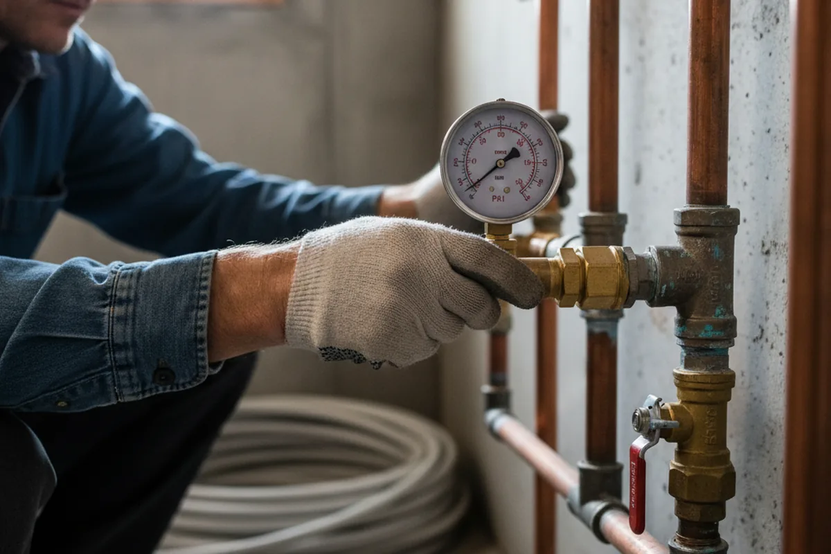 Pressure testing a repaired line during Water Line Repair in Cedar Hill